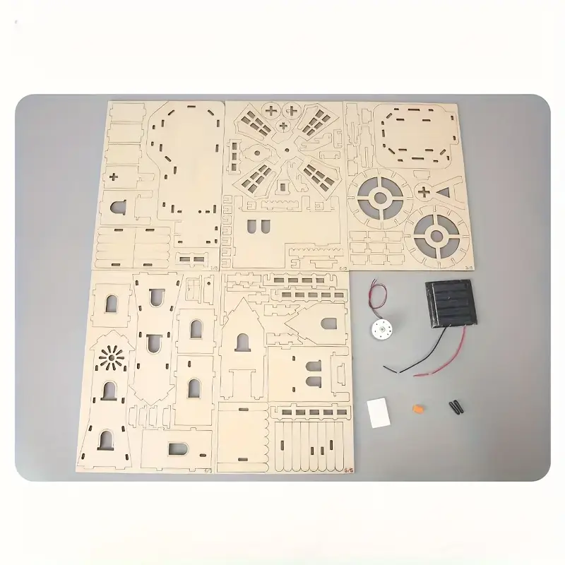 פאזל סולארי-רוח 3d וערכת מדע - ערכת בנייה עם מערכת אנרגיה מתחדשת, דגם טורבינת רוח לילדים, מתנה stem (צהוב) - פרויקט הרכבה מאתגר, טחנת רוח מיניאטורית פרטי מוצר 3