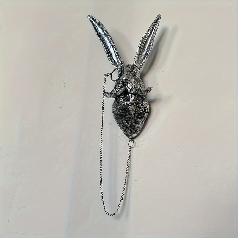 1 Animal Silvery Rabbit Head Pendant For Home Office Bar Decoration
