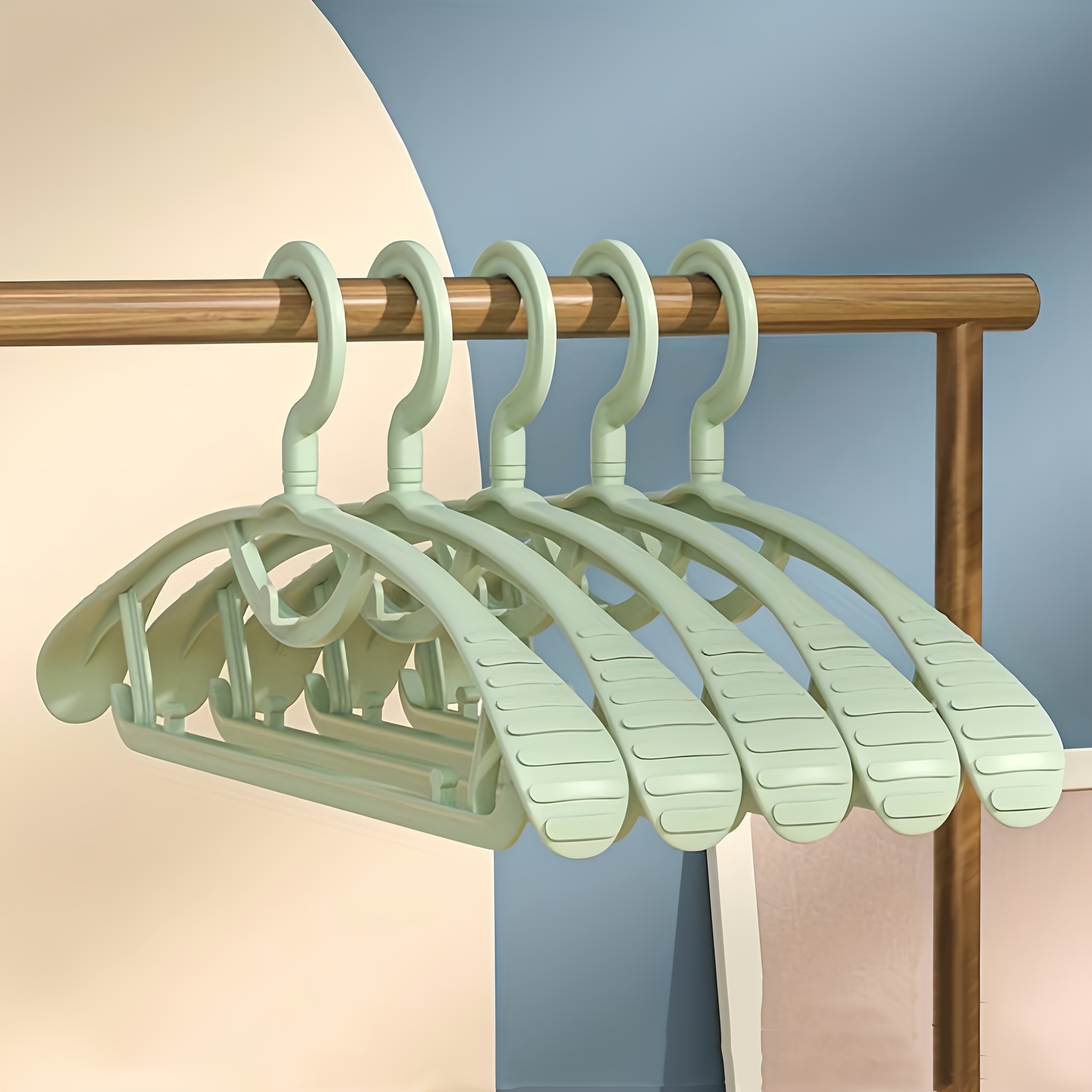 Image of 5pcs Traceless Hanger Household Hook Drying Clothes Brace Anti-shoulder Corner Non-bulge Bag Drying Clothes Non-slip Drying Rack Wide Shoulder Storage For Clothing Stores