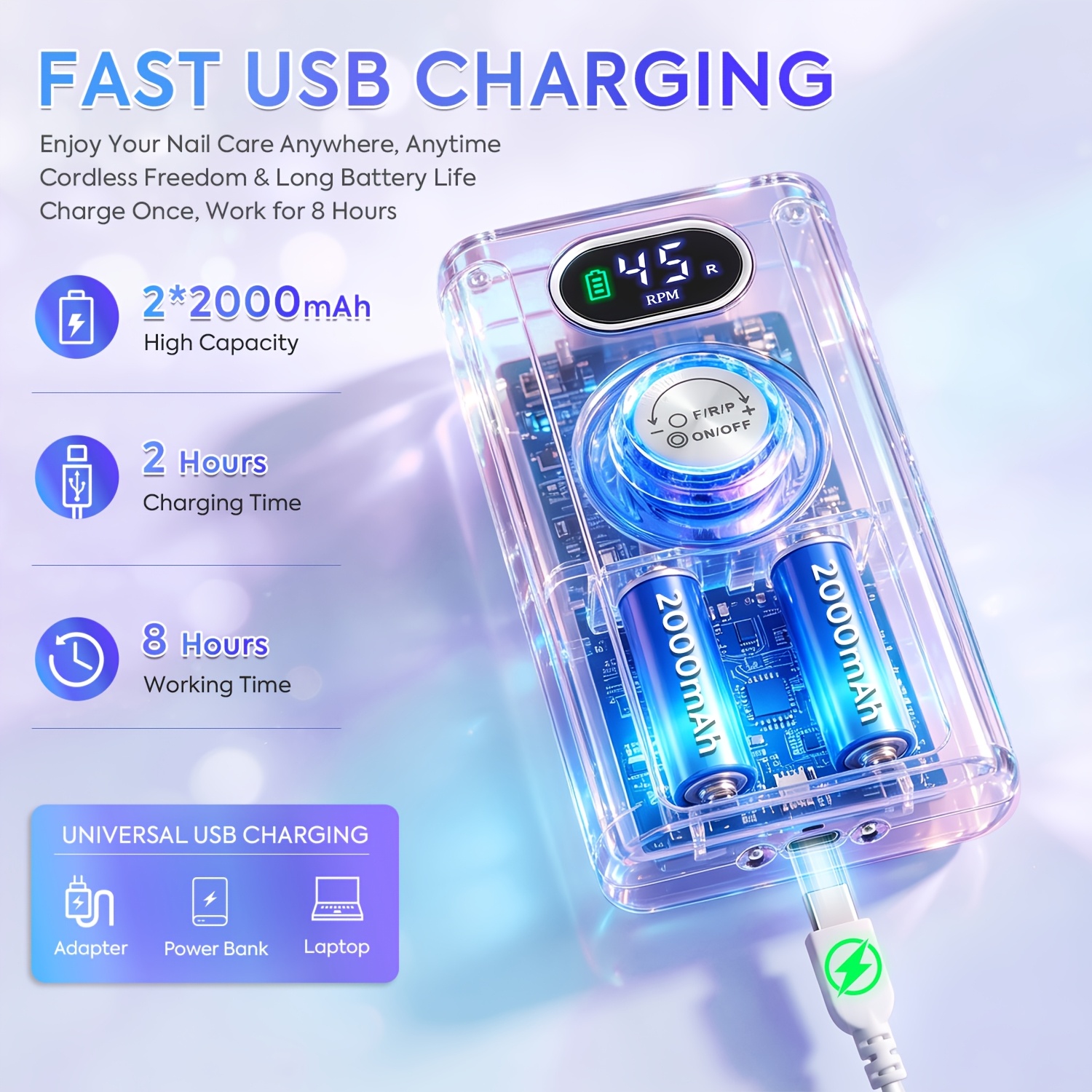 Professional Electric Nail Drill Machine with LCD Display
