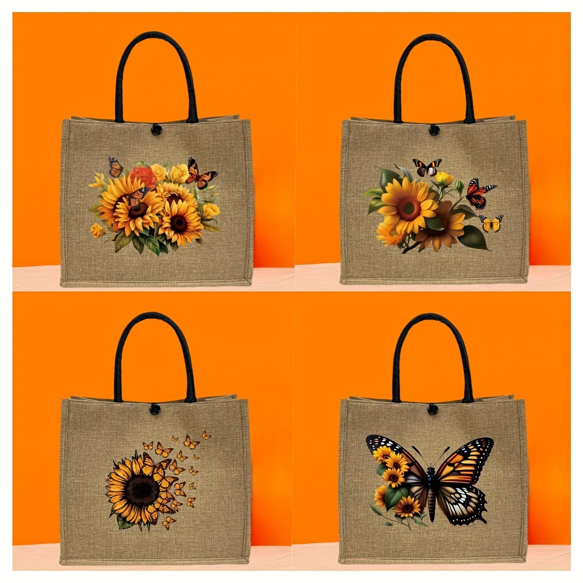 

Chic Sunflower Burlap Tote Bag With Coin Purse - Lightweight, Portable Shopping & Travel Beach Bag For Women | Work, College, Outdoors & Holidays