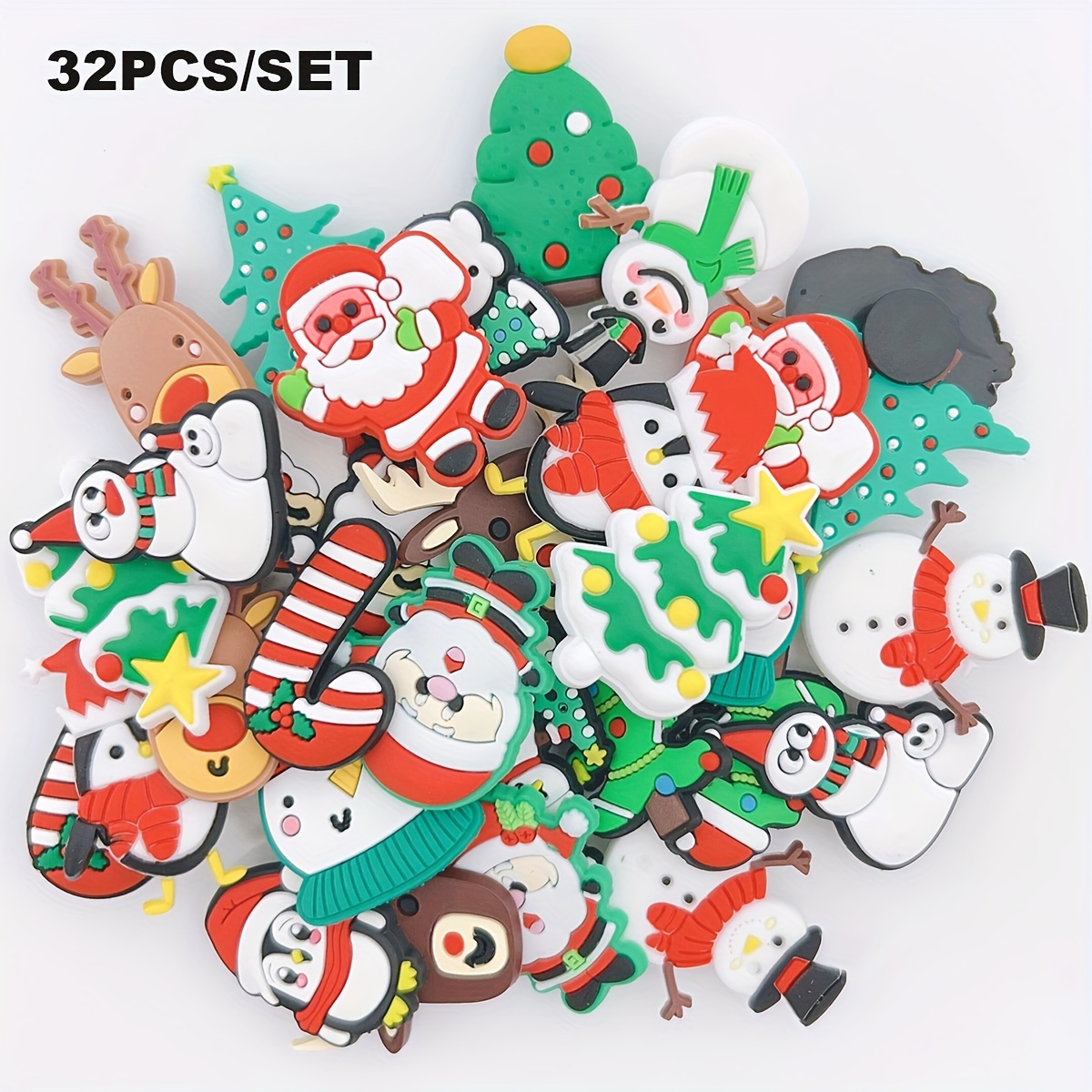 

32-piece Christmas Shoe Charms Set - Colorful Pvc Decorations For Men & Women's Footwear, Perfect Holiday Gift Idea Shoe Accessories Shoe Clips To Decorate Shoes