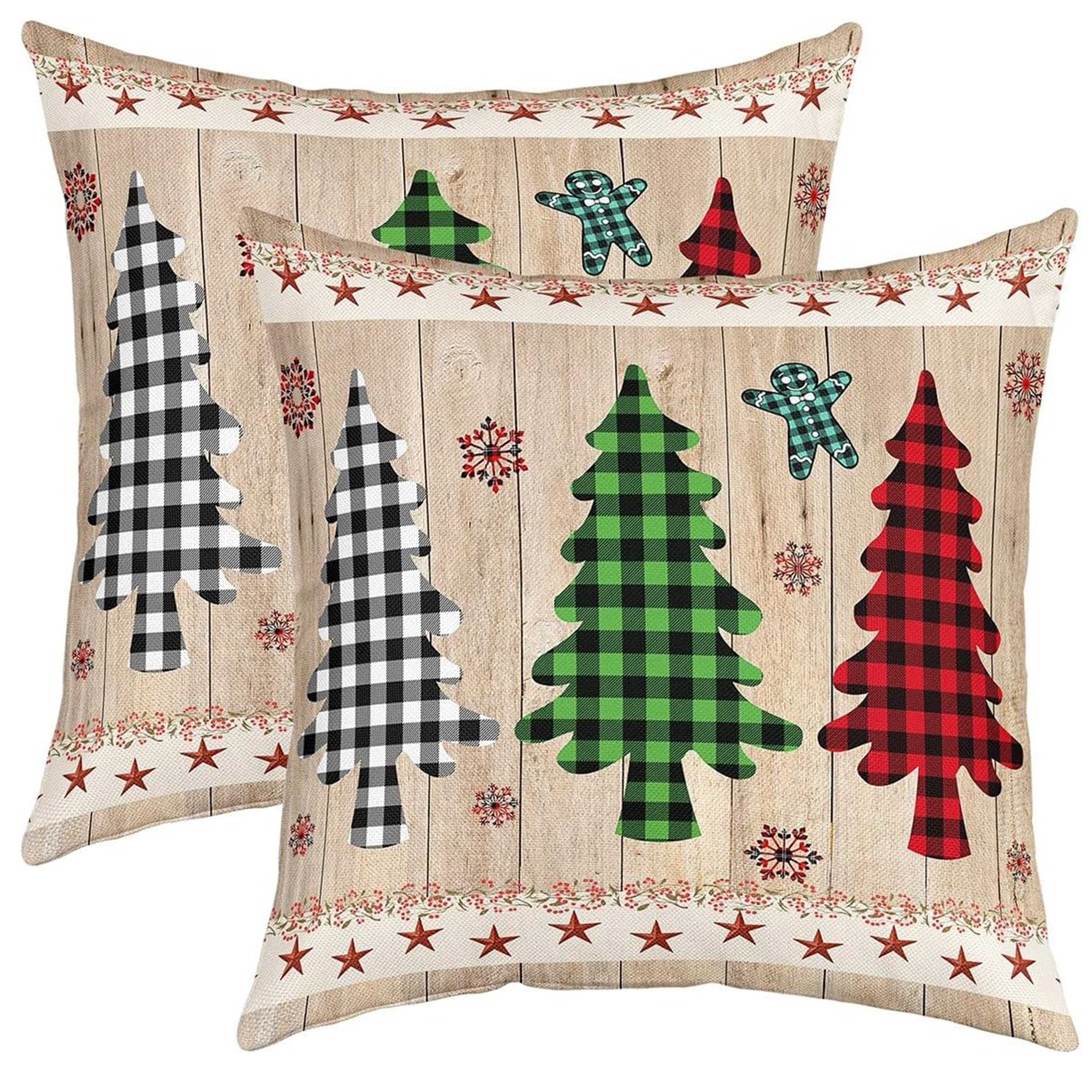 

2-pack Linen Throw Pillow Covers With Christmas , Contemporary Snowflake And Stars, Single-sided Print, Zipper Closure, Machine Washable, Decorative Pillowcases For Room Types - No Insert