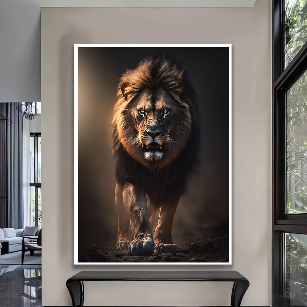 

Canvas Wall Art - Majestic Lion Poster, Frameless Modern Print, Wildlife Decor For Living Room And Bedroom - 31.49 X 47.24 Inches - White