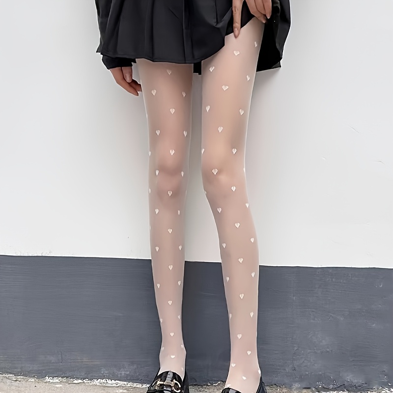 

1 Pair Of Pattern Tights - Sexy High-waisted Nylon Pantyhose, Machine Washable, Stylish Outfits