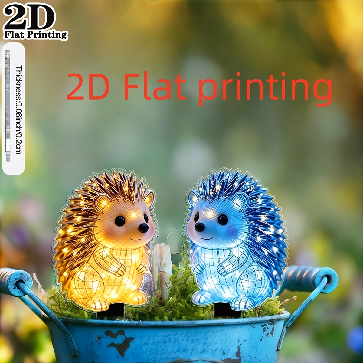 TEMU 2D Flat - ��2D Flat�� 2D Flat - [2D Flat] 2D Flat, 2D Flat 2 pezzi da Giardino a Forma di - Artigianato con Stampa 2D Flat, Non Richiede