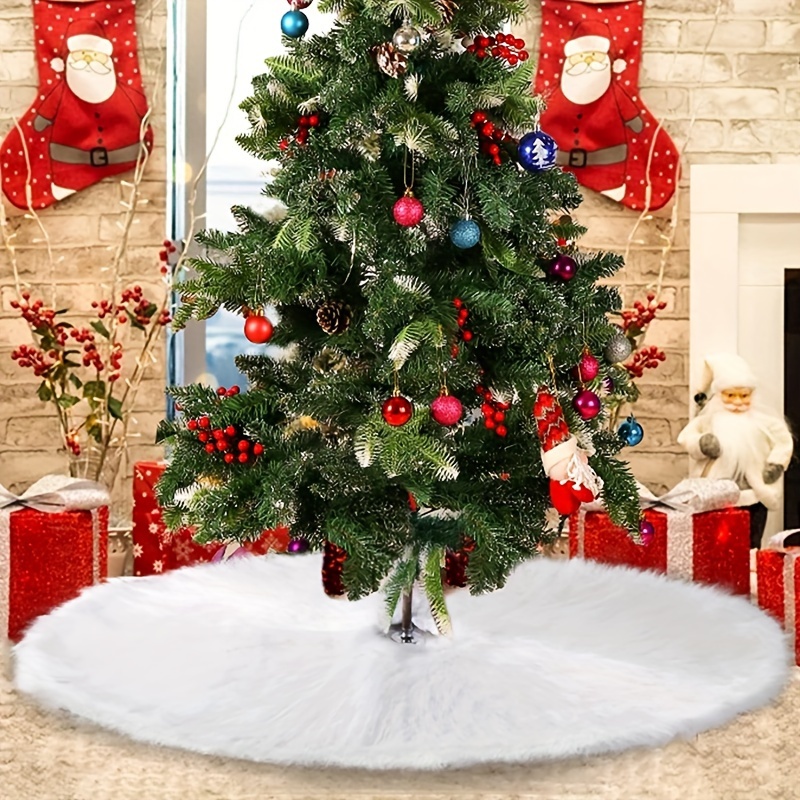 

Rabbit Fur Christmas Tree Skirt - Snowflake Design, Holiday Decor & Party Supplies