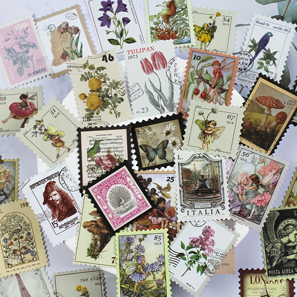 

50pcs/pack Vintage Aesthetic Botanical Stickers For Journals, Forest Fairy Stickers For Water Bottle Phone Planner