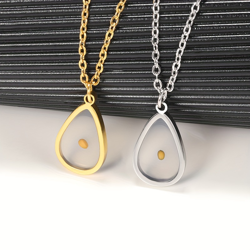 TEMU 1 Elegant Teardrop Stainless Steel Pendant Necklace Suitable For Daily Wear, Home Gift