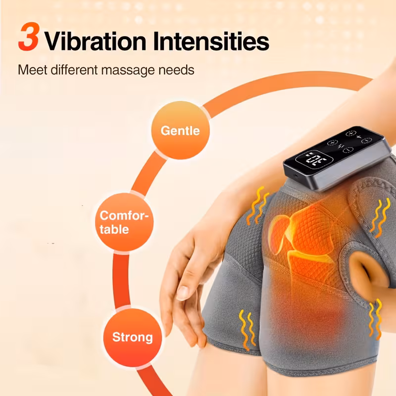 cordless knee massager with heat vibration 3d massage with large led screen electric heated knee brace with 5 heat levels massage mode gifts for families portable massager knee support modern massager Product details 0