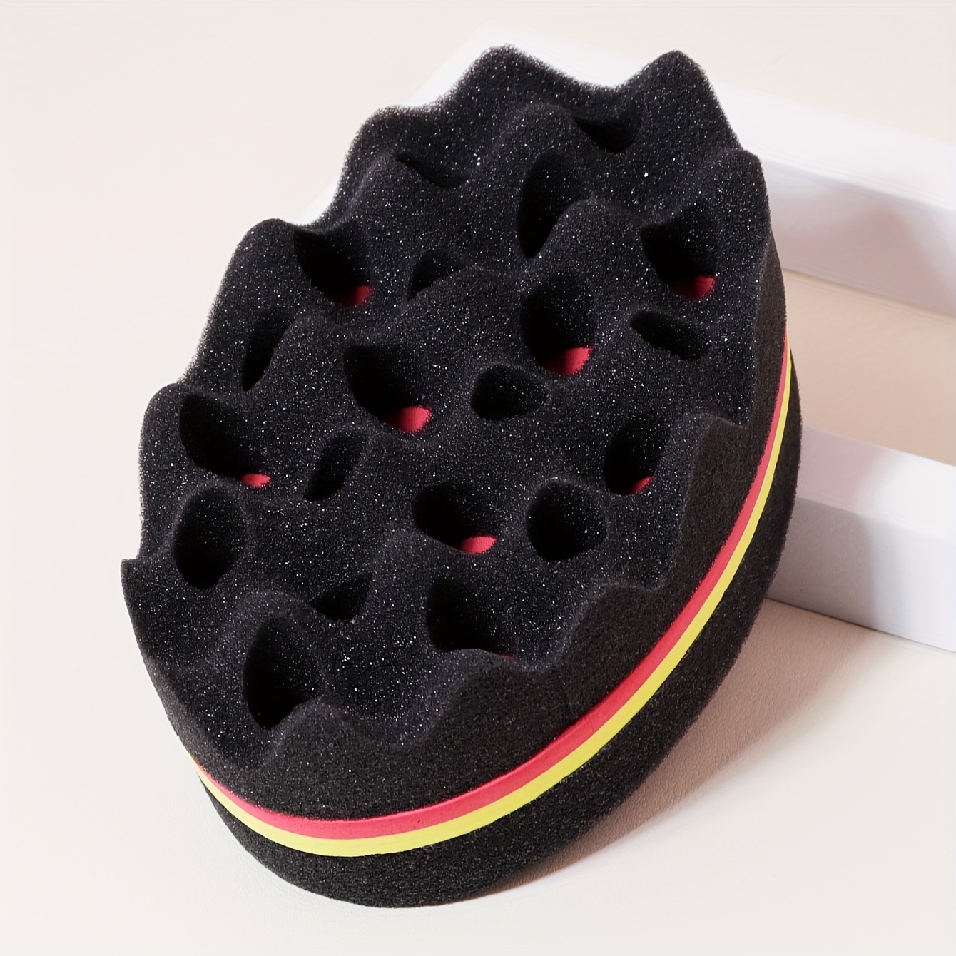 Image of Wave Styling Hairbrush, 1pc Fiber Material Curly Hair Sponge Wave-shaped Hair Care Tool, Curly Hair Care Brush African Curly Styling Curly Hair Sponge Brush