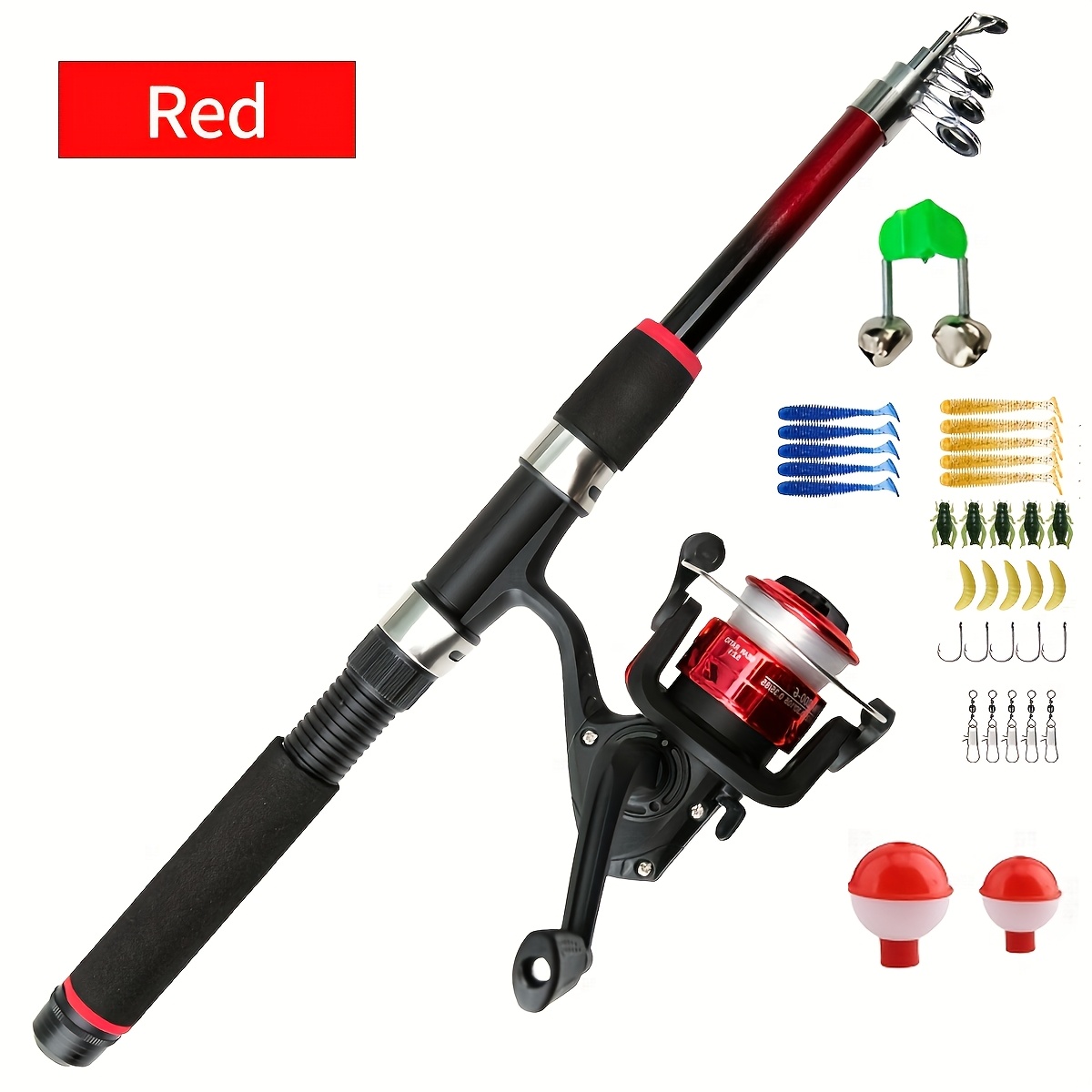 Telescopic Fishing Rod Feeder Hard Frp Portable Carp Spinning Pole Spinning Reel Baits Hooks Travel Pole Set