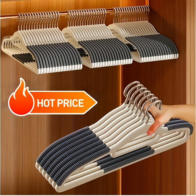 50pcs heavy duty non slip plastic clothes hangers space saving   design with shoulder notches multi color grayish   durable sturdy for wardrobe organization clothing storage notched shoulder design firendly design