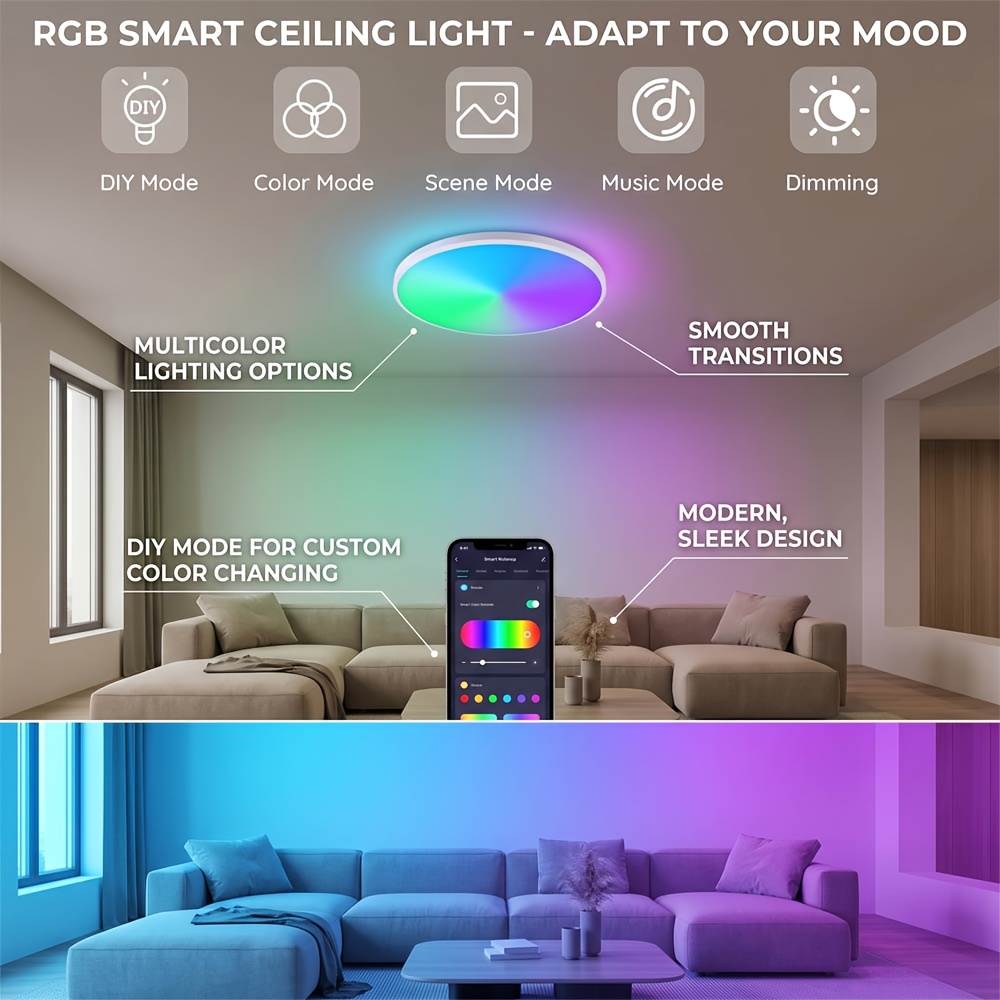 24W Smart Ceiling Light with BT & WiFi Control