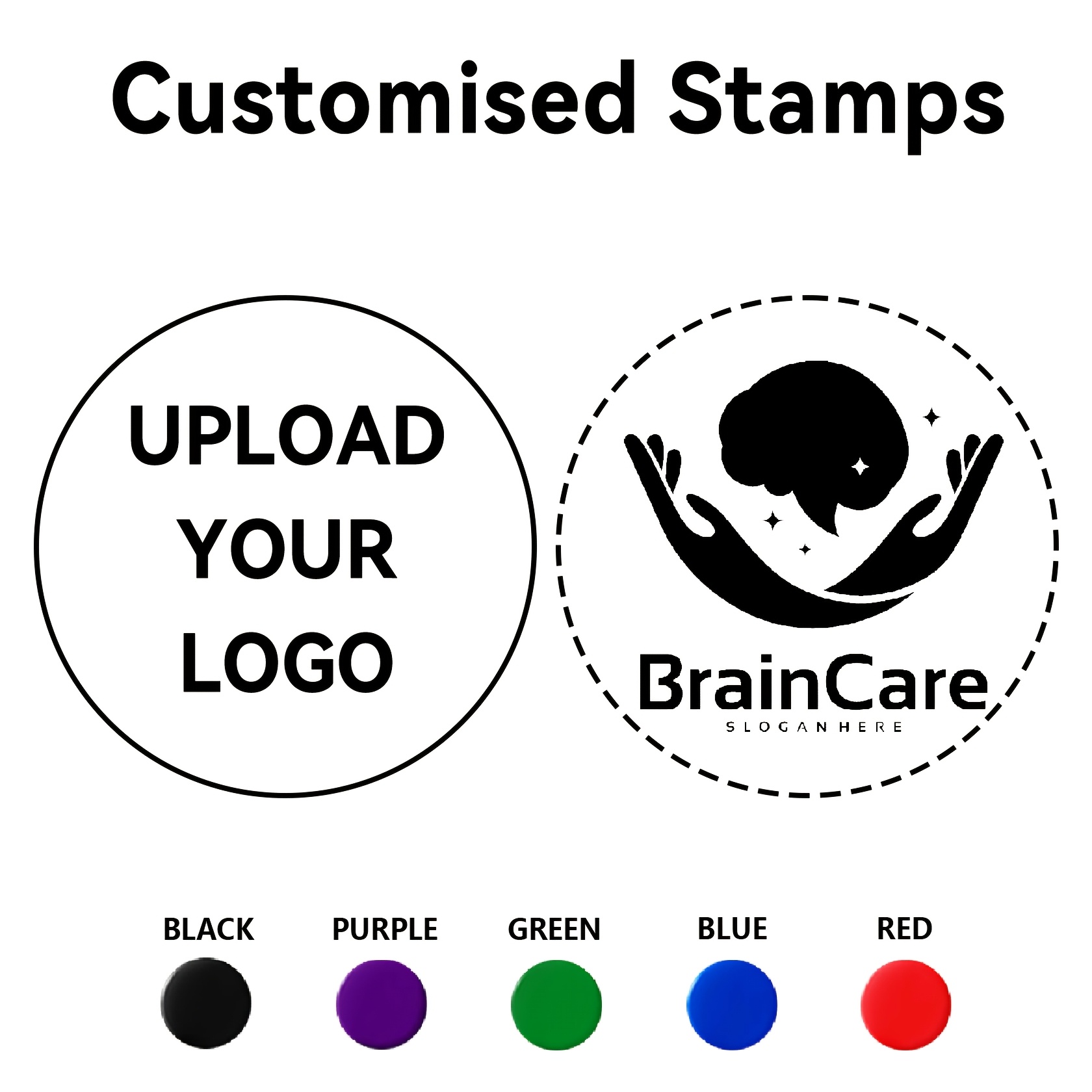 

Custom Logo Stamp - Personalized Round Black, Red, Blue, Green, Or Purple - Abs Material For Everyday Office Use