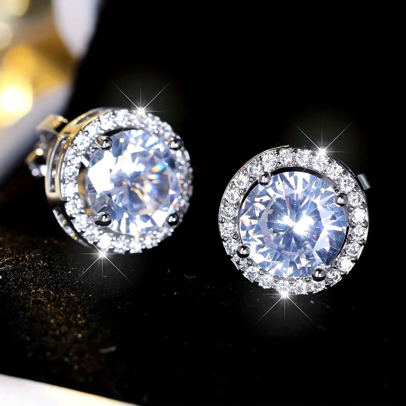 Round Zirconia Clip On Earrings for Wedding Dating