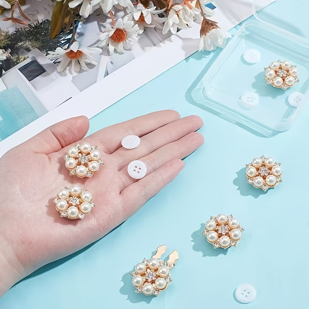 E-shop 12-teiliges Set aus Kunstperlenknöpfen Harzknöpfen, goldene Strass-Clip-Knöpfe, dekorative formelle Knöpfe, Unisex, perfektes Geschenk