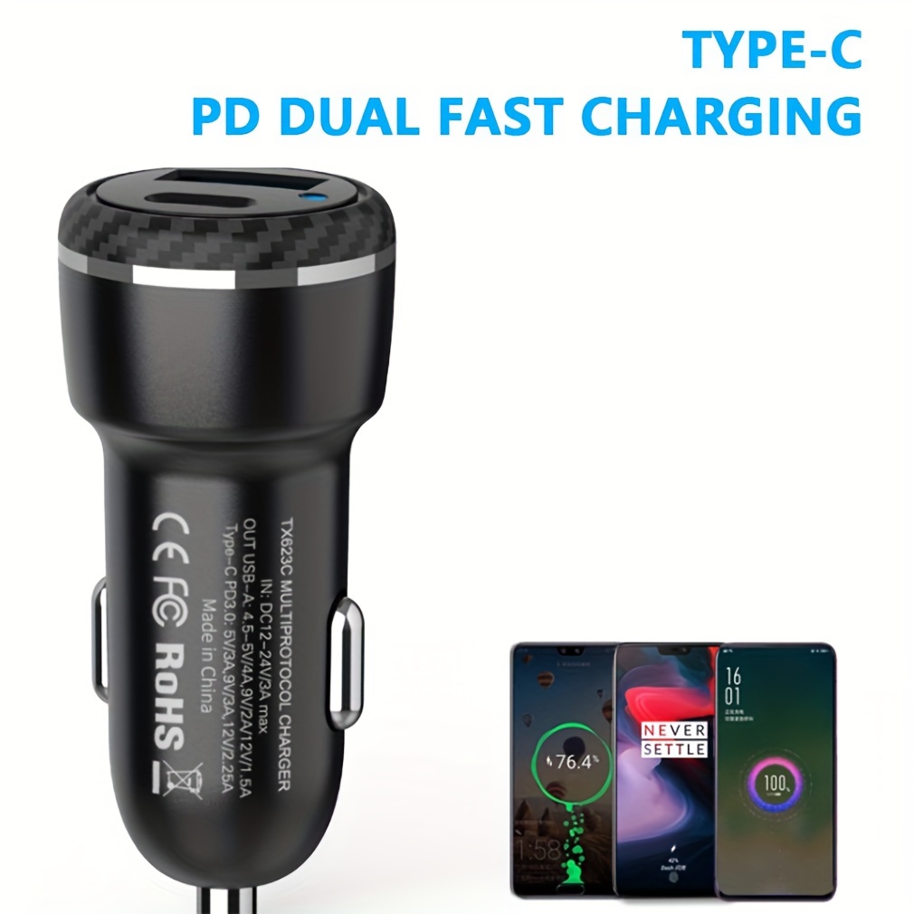 

25w Ultra Fast Type C Car Charger, 2-port Ultra Fast Car Charger Adapter 18w Usb-a Car Charger, Qc3.0 Fast Charger