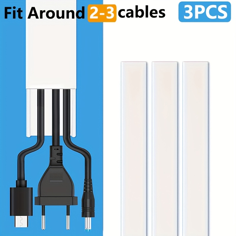 White 47in Medium Cable Hider - Concealer For 2-3 Cables - 3 X L15.7in W0.95in H0.55in Cable Cover
