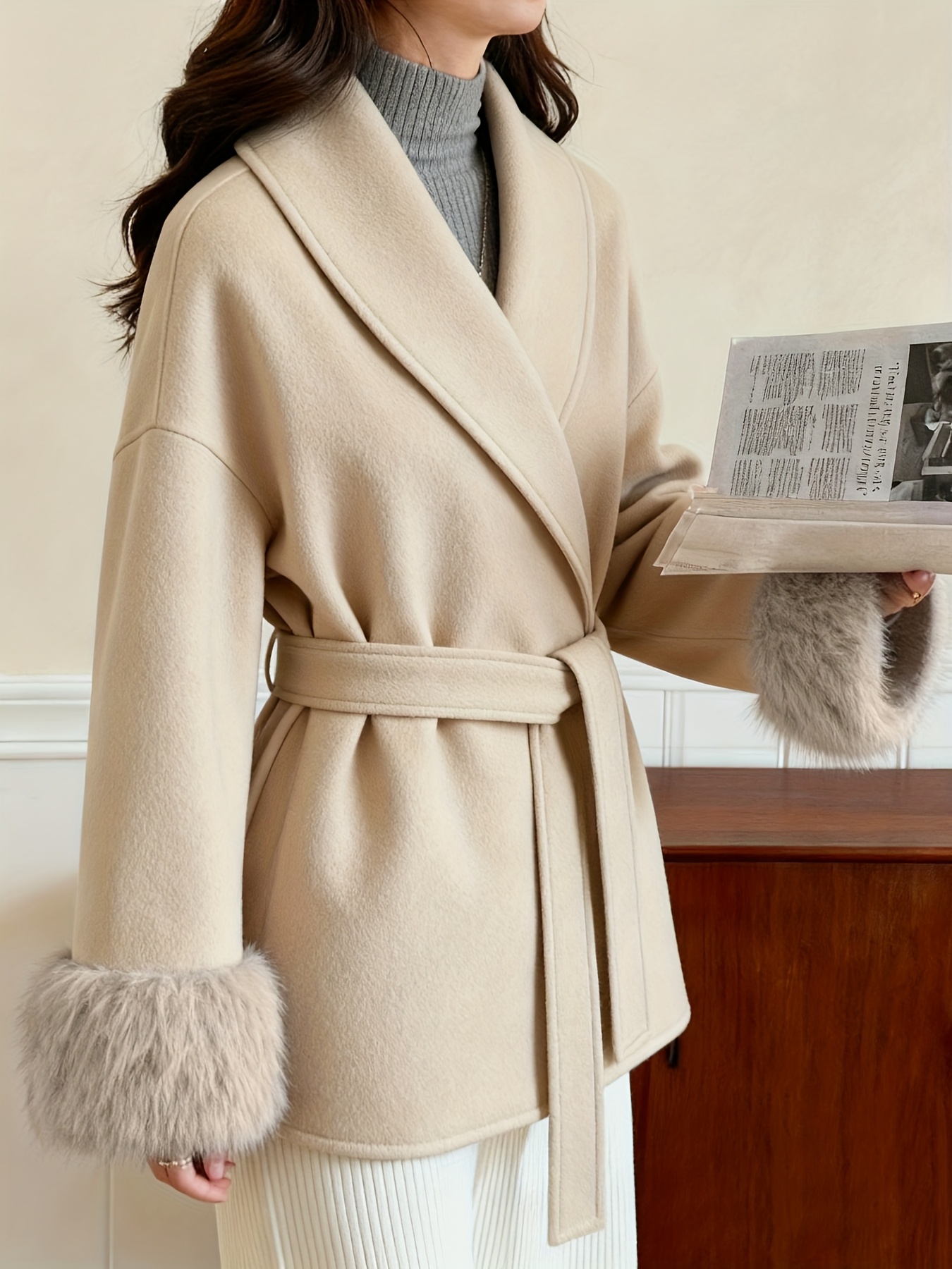 womens fashion elegant furry sleeve coat autumn winter womens clothing Product details 26