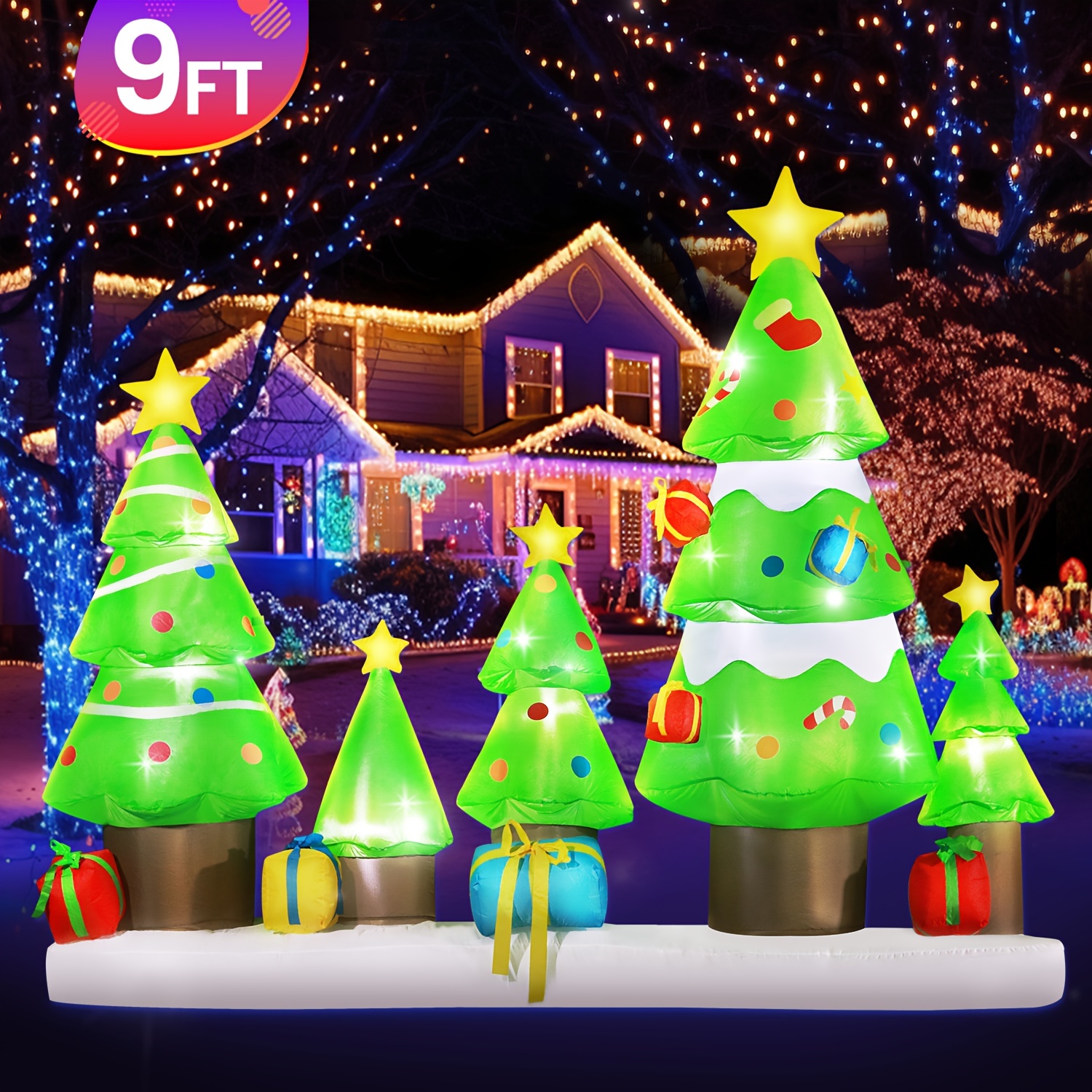 

9ft Christmas Inflatable Outdoor Decorations, Gift Boxes, , Led Lights