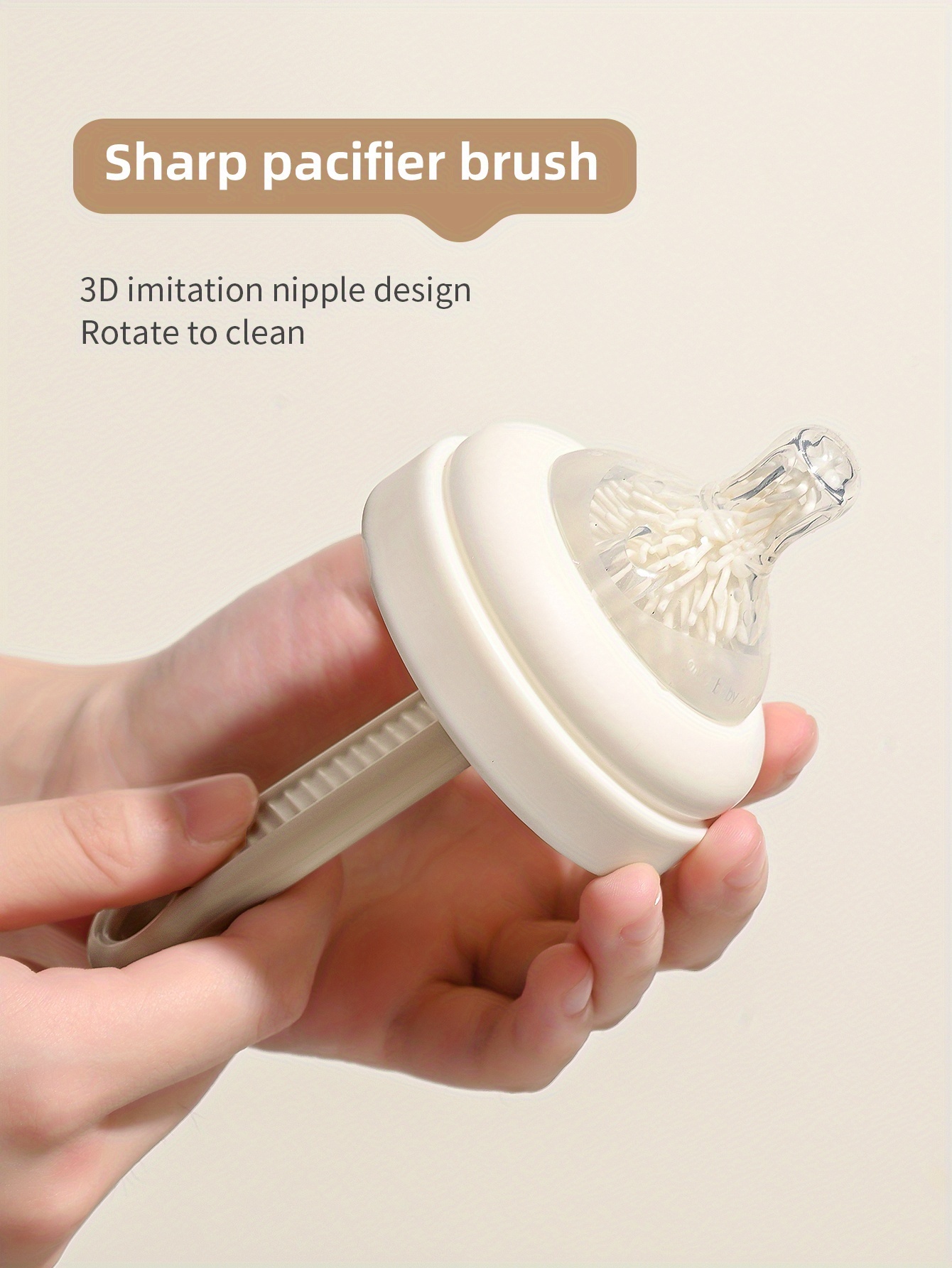 Silicone Bottle Brush Set, Including Handle, for Cleaning Nipple, Suction Straw and Cup Mouth