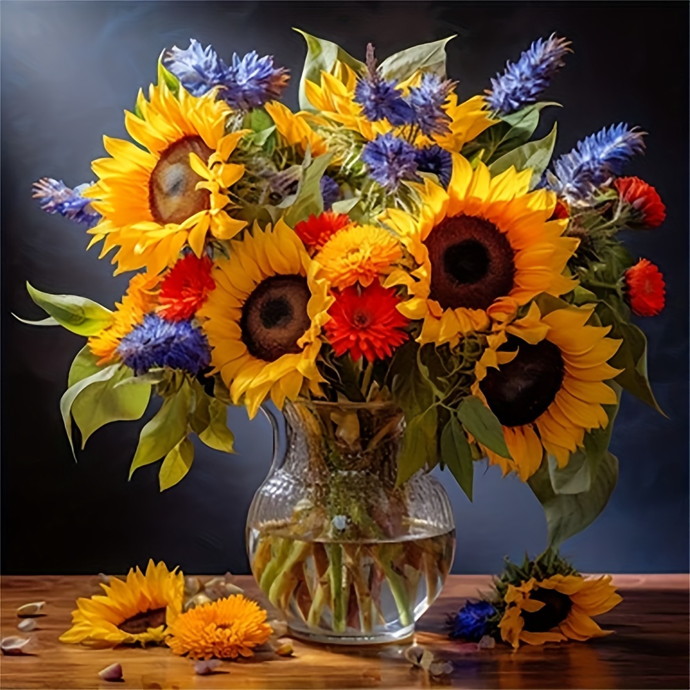 

1pc 40x40cm/15.7x15.7in Without Frame Diy Large Size 5d Diamond Painting Beautiful Flowers, Full Rhinestone Painting, Diamond Art Embroidery Kits, Handmade Home Room Office Wall Decor