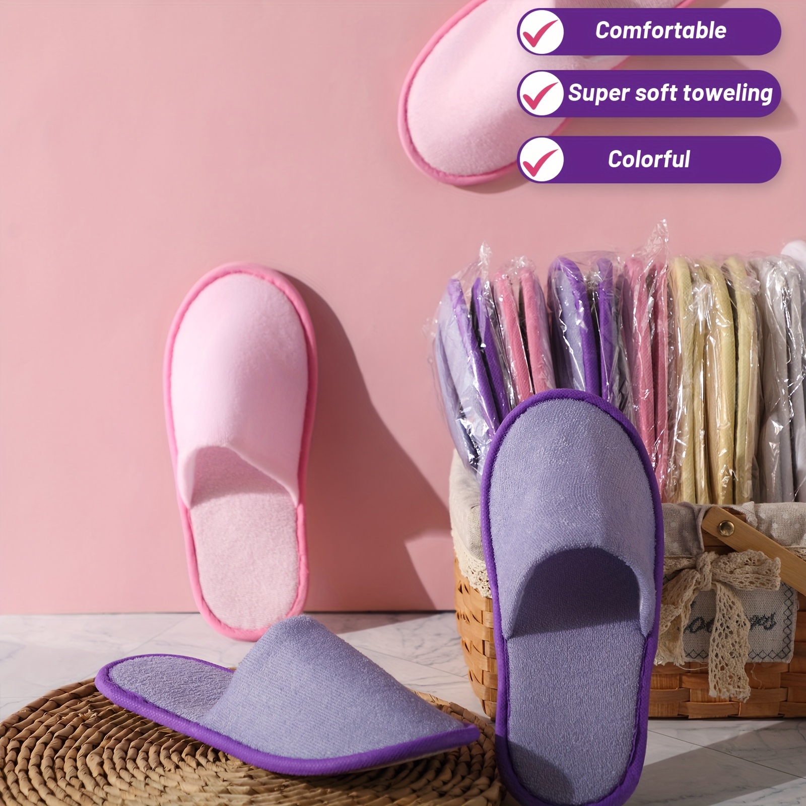 24 pairs slippers disposable slippers guest bulk non slip Temu