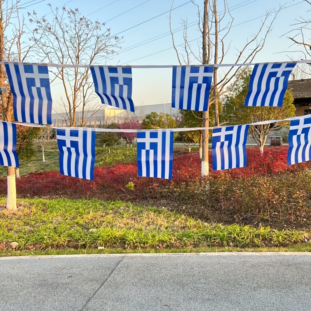 Greek Flag 14x21cm 20pcs, Greek Pennant String Flags, Holiday Party Celebration