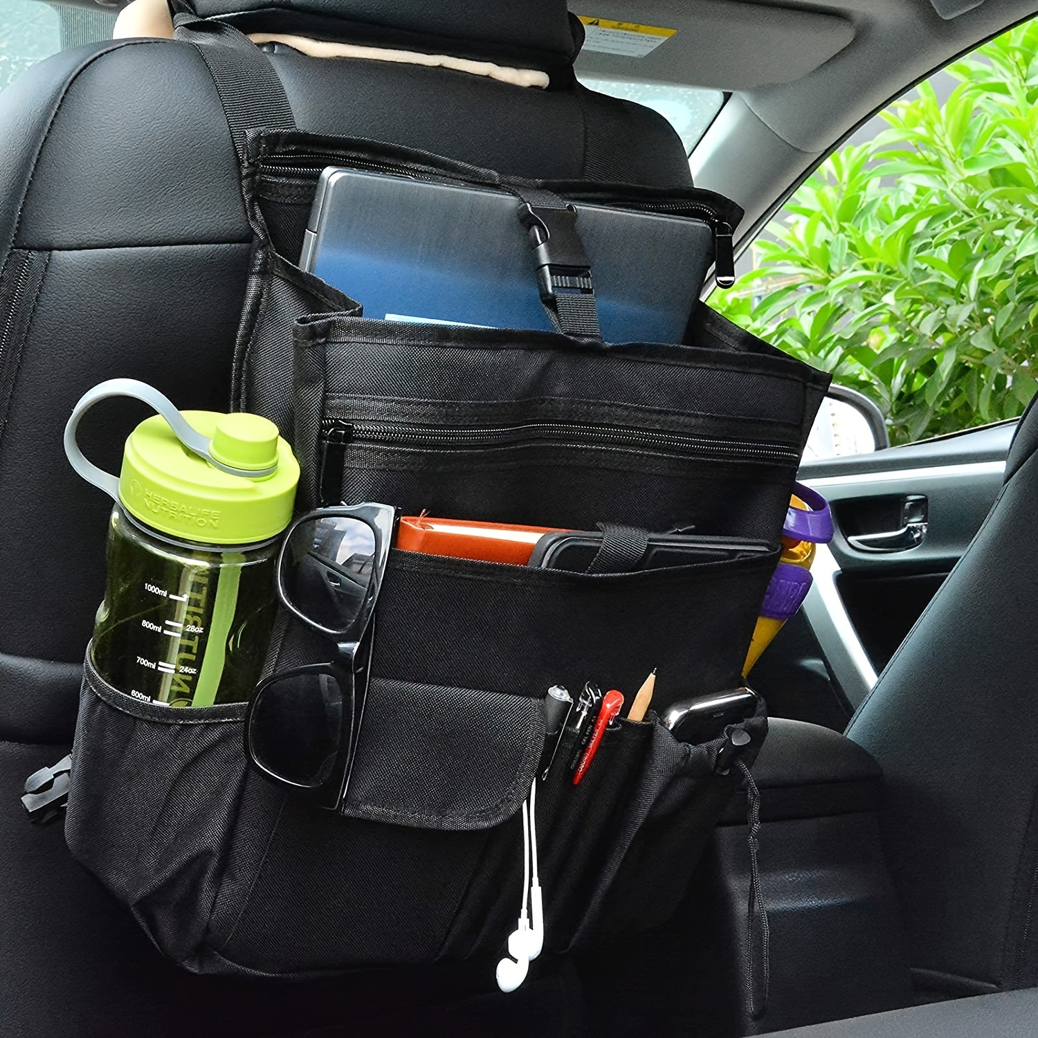 

Car Front Seat Organiser Bag [updated 2024] Dedicated Tablet And Laptop Storage Stable Side Strap Soft Adjustable Shoulder Strap And Hardened Strap Buckle Your Office Away From The Office