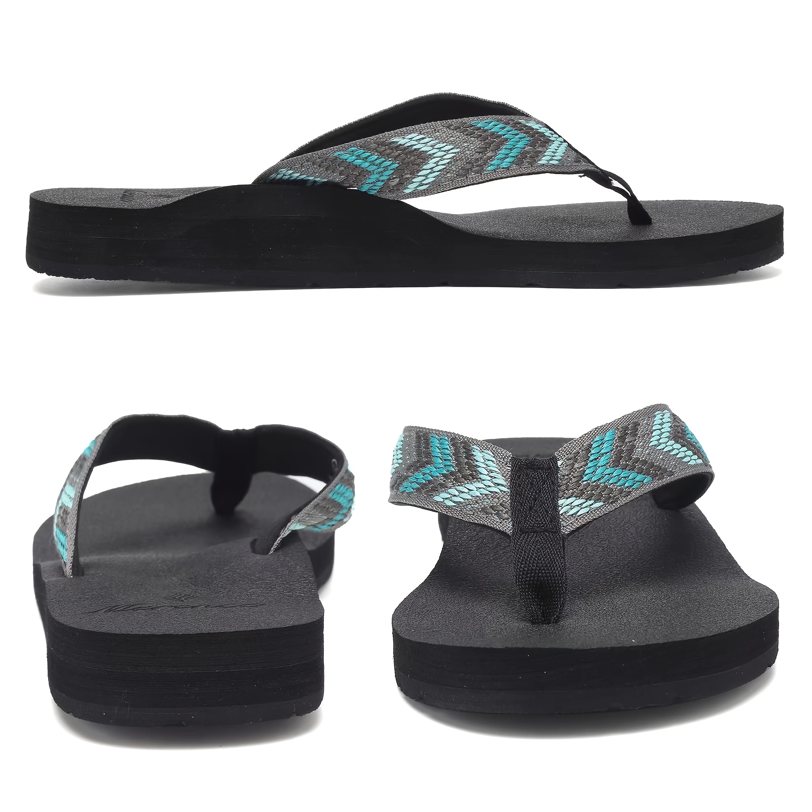 womens lightweight flip flops comfortable non slip eva sole flat heel striped pattern indoor outdoor beach slippers for summer casual slip   summer sandals casual flip flops eva sole slippers strappy sandals Product details 4