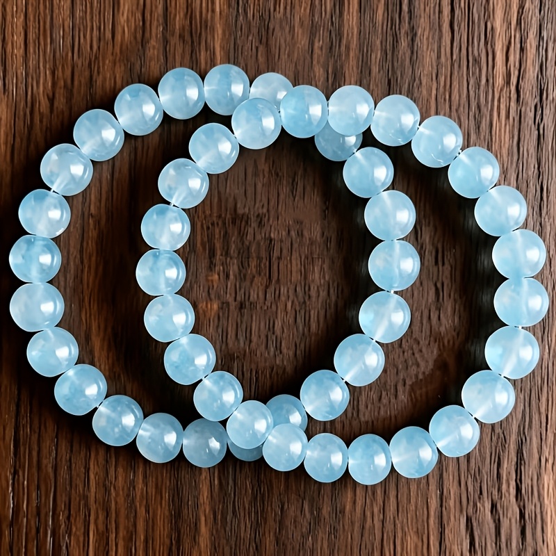 Image of 2pcs 8mm Deep Stone Texture Bracelet, Bohemian Style Handmade Skin-friendly Jewelry, Suitable For Men's And Women' Wear