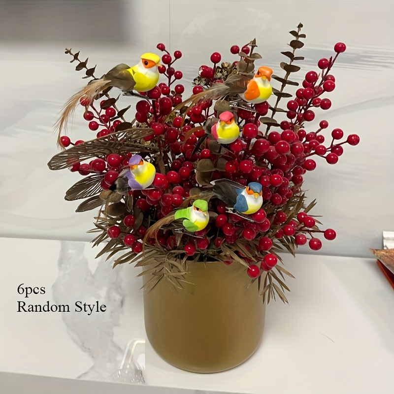 6 Piezas de Decoraciones Simuladas de Pájaros Hechas a Mano en Poliuretano - Adornos Grandes y Coloridos para Colgar, Decoración para Jardín o Fiesta de Boda, No Necesita Electricidad, Regalos para Amantes de las Aves