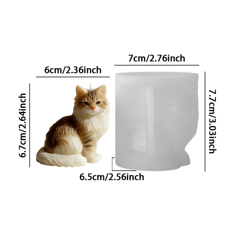 E-shop Harz Silikonform - Sitzende, langhaarige Katze Silikonform, handgefertigte Harz Kerzen- und Diffuser Gips Ornament Spezialform
