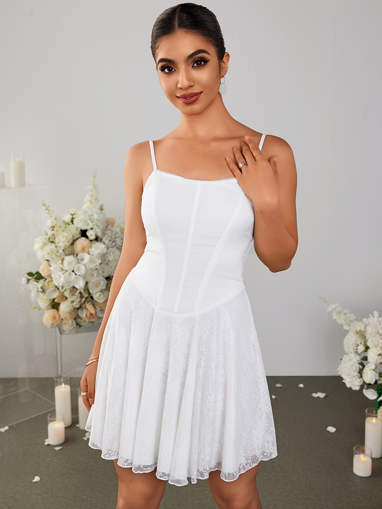 lace spliced boning corset cami bodycon dress - Temu Mauritius