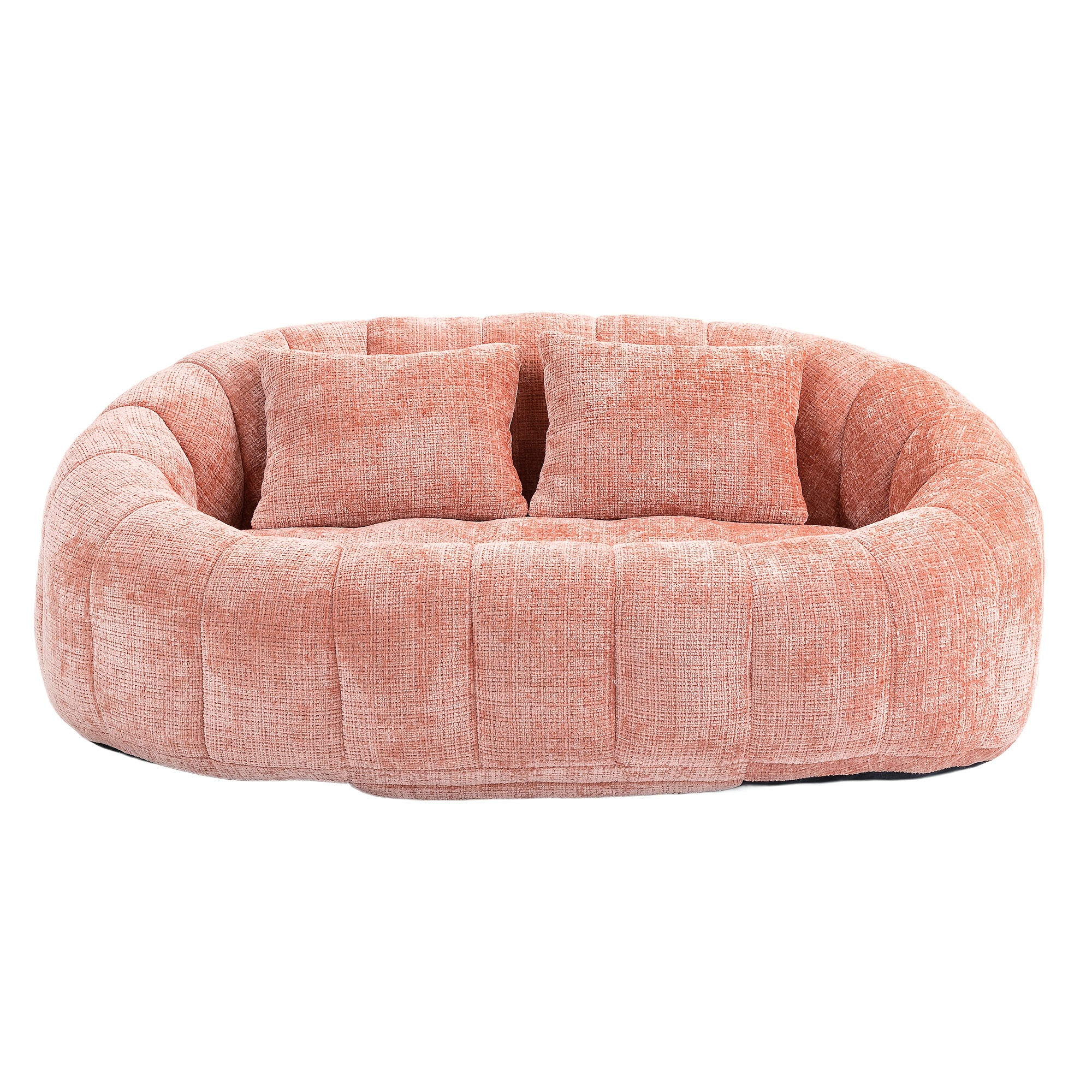 Large Size Loveseat, Beanbag Sofa With 2 Pillows, No Installation Required, Suitable For Living Room, Study, Bedroom