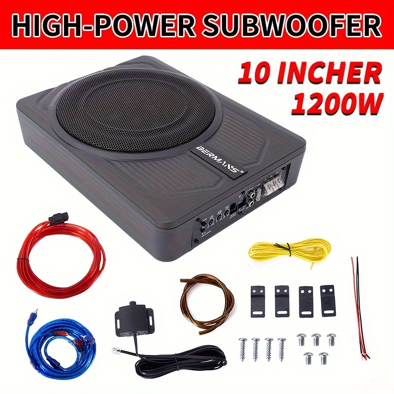 TEMU 10inch Super 1200w Car Under-seat Subwoofer System With Active Powered Amplifier And Bass Enclosure - Enhance Your Car