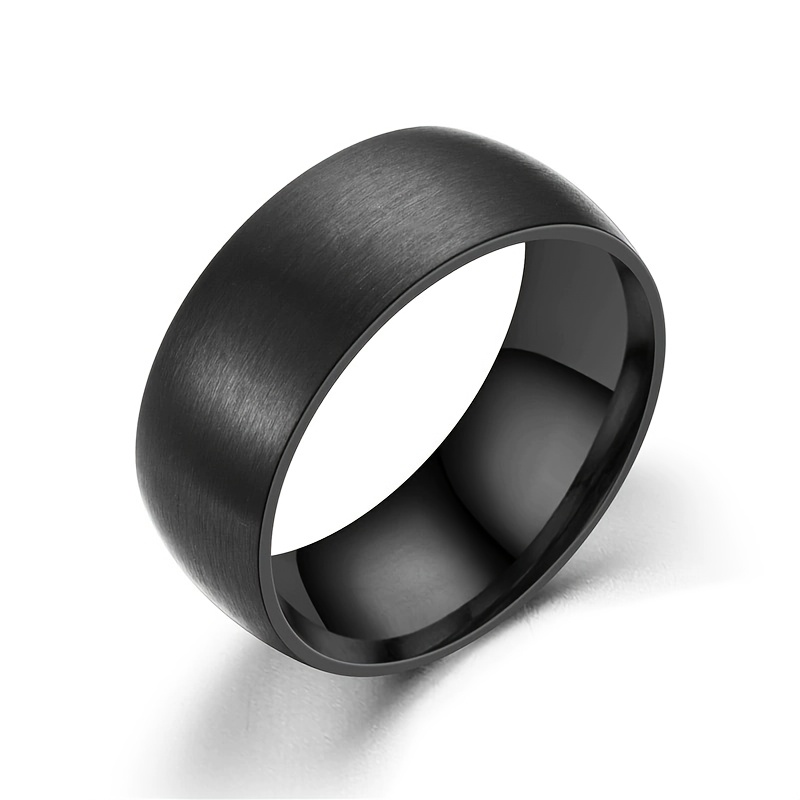 TEMU 1pc Women's Fashion Matte Black 304 Stainless Steel Ring - Wedding Band, Matte Jewelry, Suitable For Men And Women, Daily And Formal Occasions -
