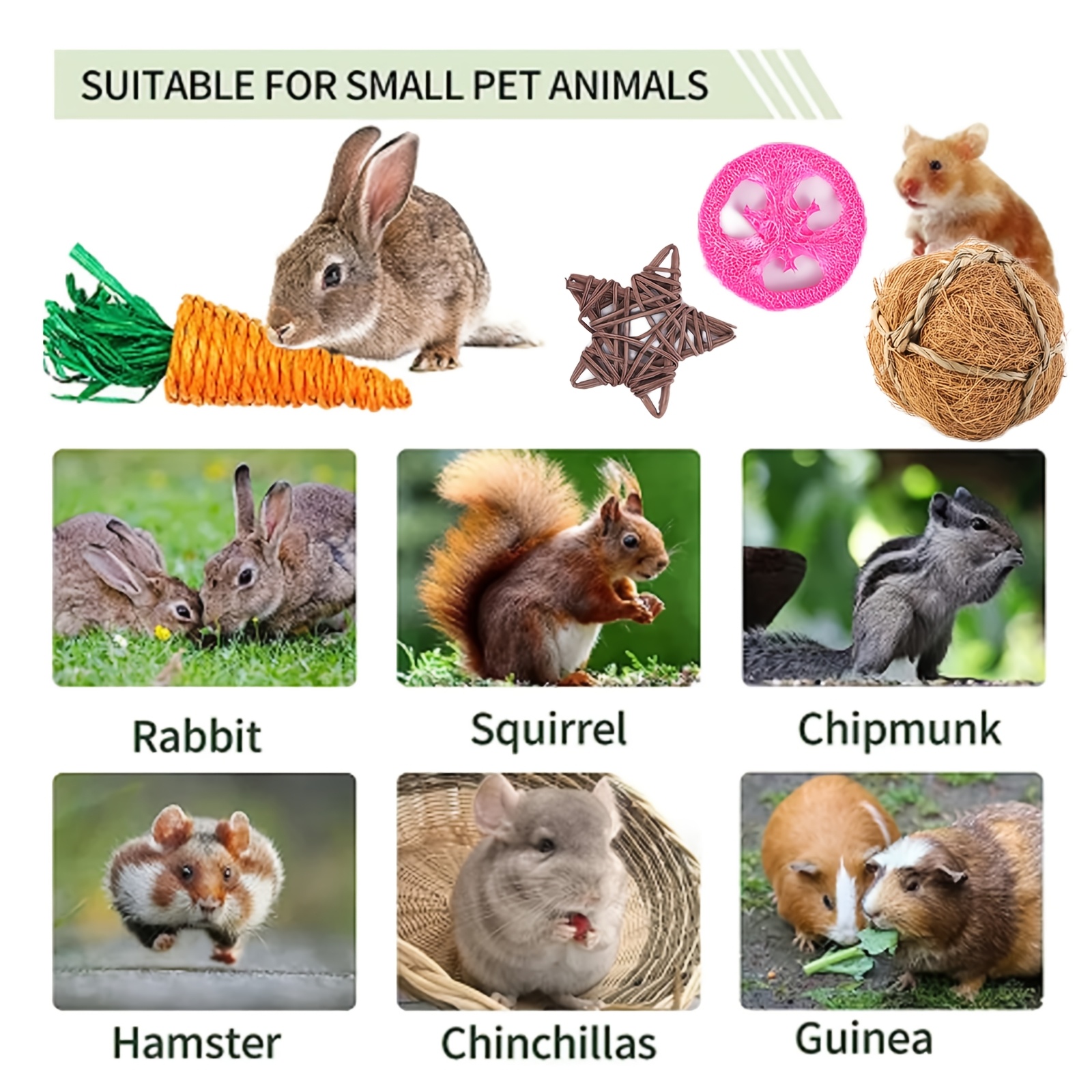 17pcs Bunny Toys Set for Interactive Fun with Small Pets