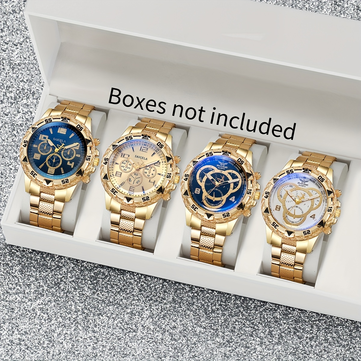 4pcs set mens gift watch classic   simple scale dial casual trendy quartz watch box not included