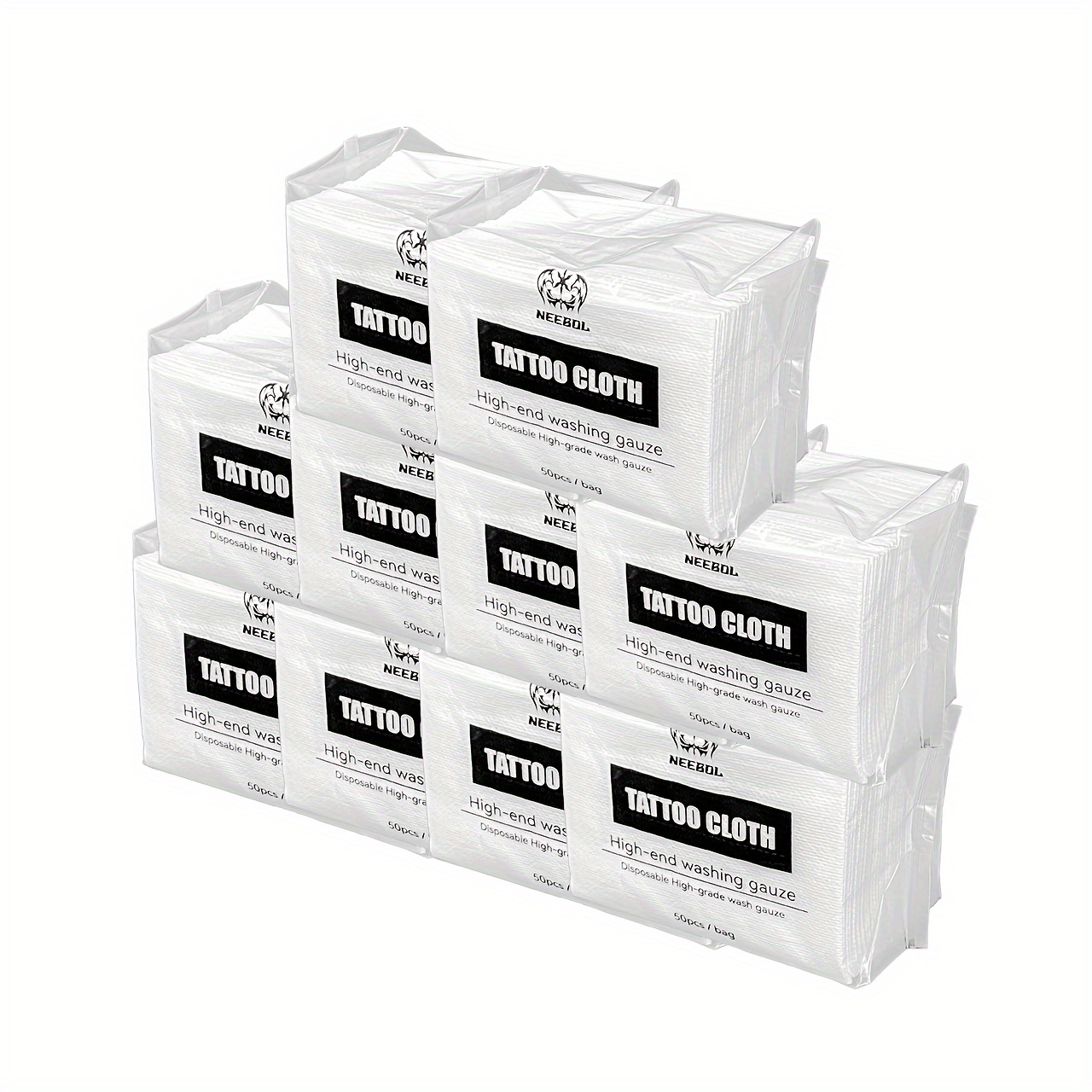 Image of Neebol Disposable Tattoo Wipes - 50pcs, Non-woven Cleansing Cloths For Body Art & Makeup Removal, Perfect For Spa, Salon & Home Use