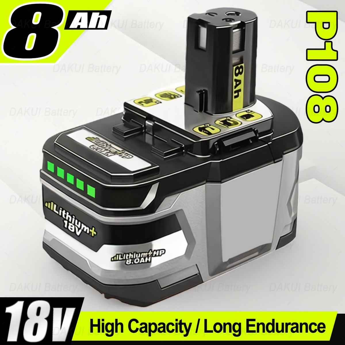 TEMU Enhanced 8.0ah 18v Lithium-ion Battery Substitute For Ryobi 18v Batteries, Works With For Ryobi P104 P105 P107 P108 P109 Cordless Power Tools