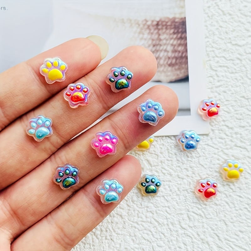 TEMU 36pcs Cartoon Resin Paw Print Flatback Rhinestones, Mixed Colors, For Diy Nail Art, Scrapbooking, And Crafts, The Color Of Shipment Is Random.