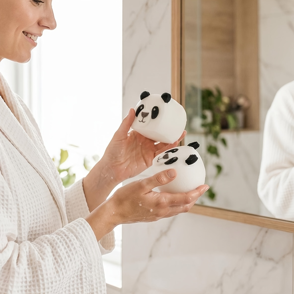 Ins-Style Panda Bath Sponge, Soft Exfoliating Cleaning Puff