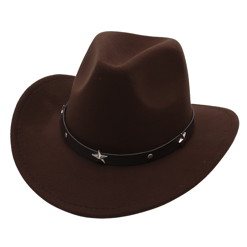 E-shop 1 Stück Fünfzackiger Stern Zylinderhut, Western Cowboyhut, Europäischer Amerikanischer Jazzhut, Mongolischer Filzhut, Britischer Reithut