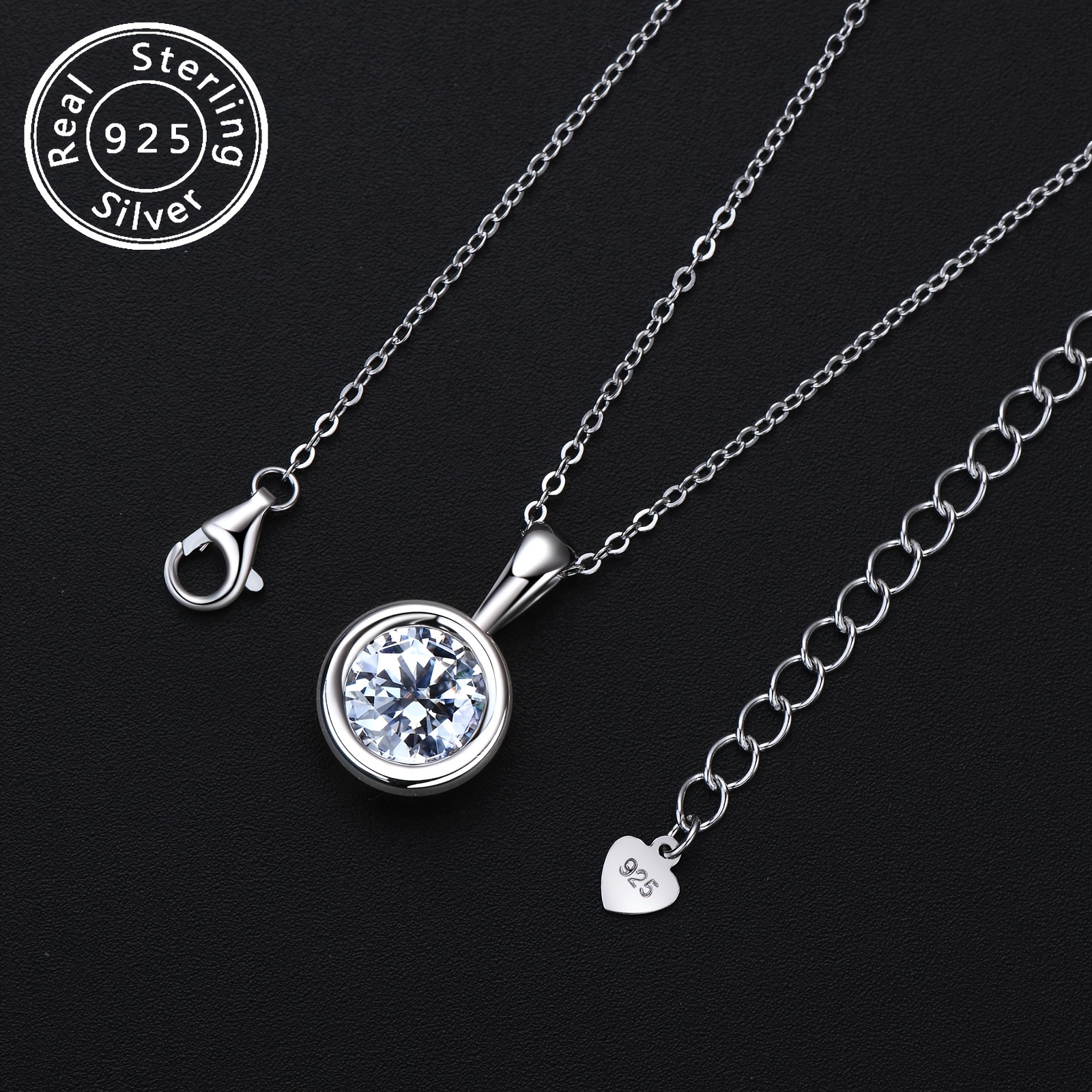 

1pc Classic Single 2-carat Moissanite Stone Exquisite Pendant Necklace 925 Sterling Silver Elegant Versatile Fine Jewelry Perfect Birthday Gifts For Women
