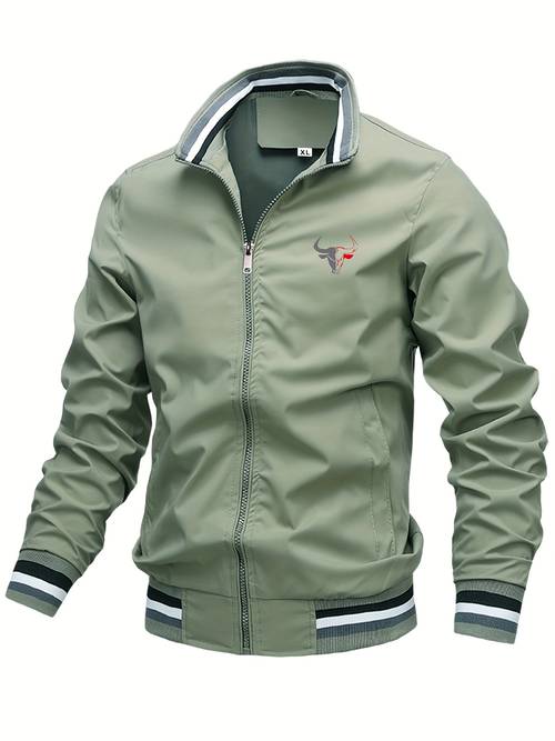 mens spring and autumn stylish casual jacket with a standing collar featuring a versatile zipper design suitable for outdoor activities