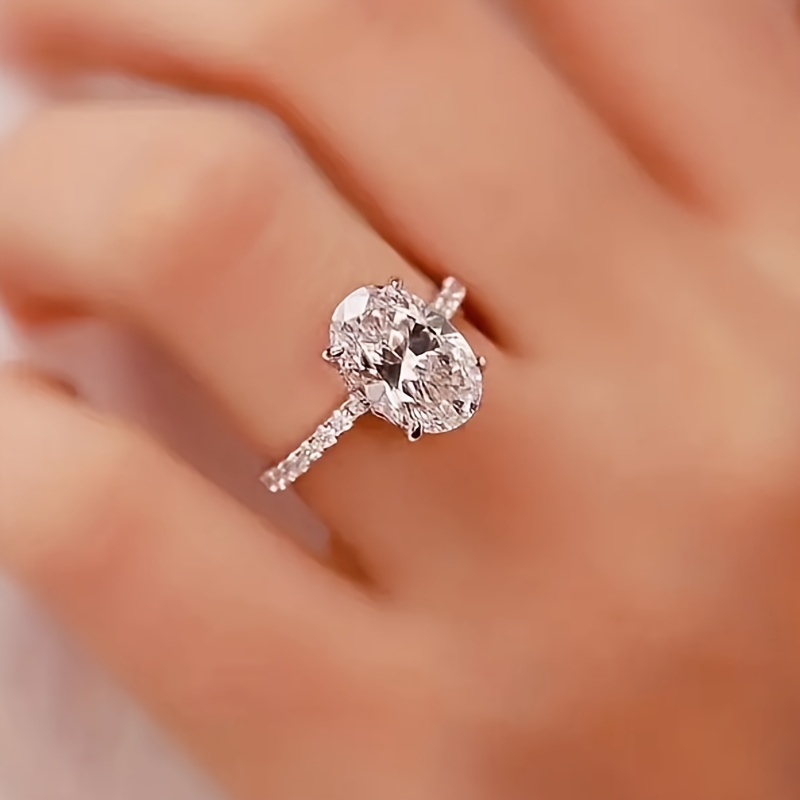 Oval Cubic Zirconia Engagement Ring for Women