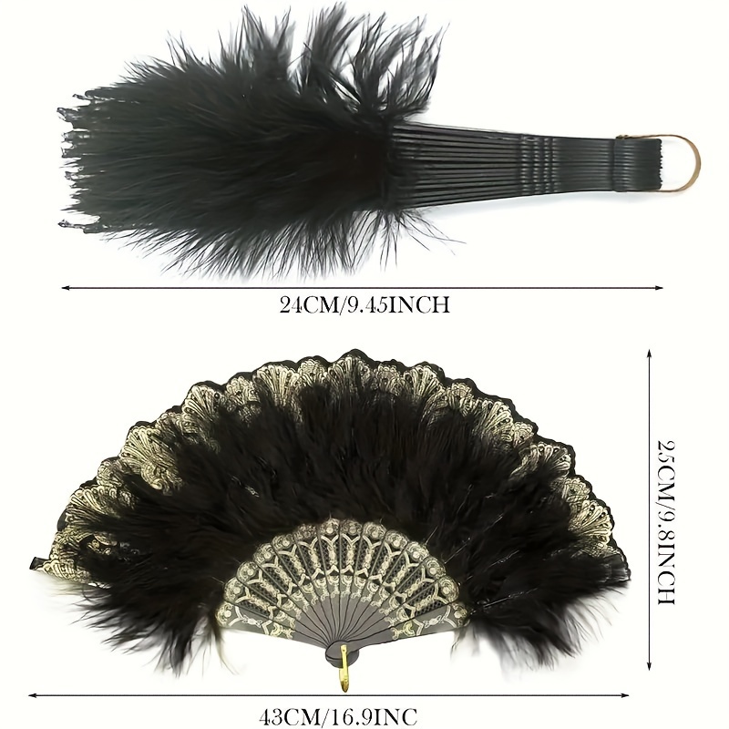 1 Pièce Éventail En Plumes, éventail Pliant Vintage, éventail