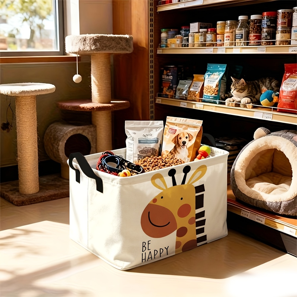 Foldable Canvas Storage Bin with Cartoon Giraffe Print